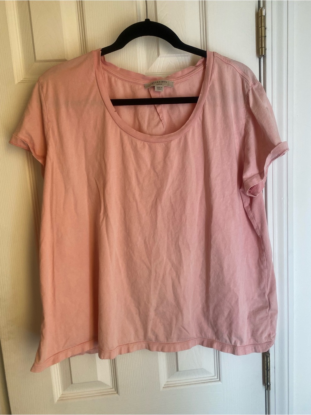 AllSaints Dusty Pink Scoop Neck Short Sleeve Tee